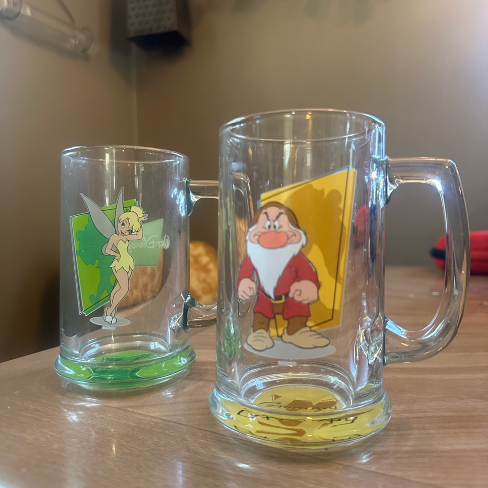 Tinker Bell & Grumpy Disney mugs